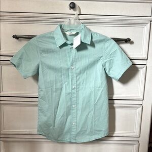 H&M Boys Mint Blue Short Sleeve Shirt Size 9-10 NWT
